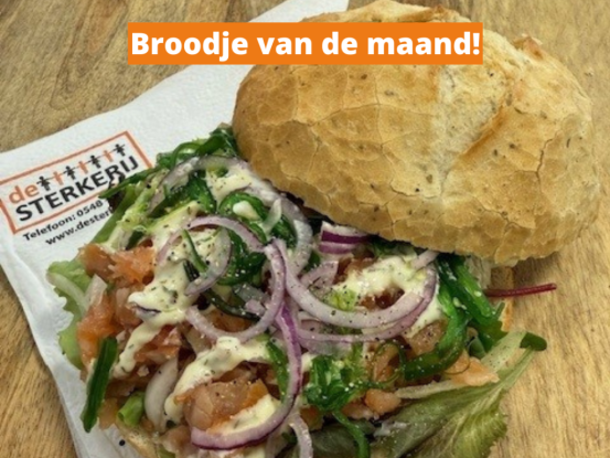 Foto van Broodje zalmtartaar met dillesaus